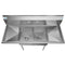 52 in. Two Compartment Stainless Steel Commercial Sink with 2 Drainboards, Bowl Size 14"x 16"x 11