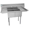 52 in. Two Compartment Stainless Steel Commercial Sink with 2 Drainboards, Bowl Size 14"x 16"x 11