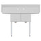 52 in. Two Compartment Stainless Steel Commercial Sink with 2 Drainboards, Bowl Size 14"x 16"x 11