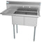 43 in. Two Compartment Stainless Steel Commercial Sink with Drainboard, Bowl Size 14"x 16"x 11