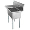 43 in. Two Compartment Stainless Steel Commercial Sink with Drainboard, Bowl Size 14"x 16"x 11