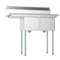 43 in. Two Compartment Stainless Steel Commercial Sink with Drainboard, Bowl Size 14"x 16"x 11