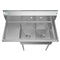 43 in. Two Compartment Stainless Steel Commercial Sink with Drainboard, Bowl Size 14"x 16"x 11
