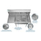 43 in. Two Compartment Stainless Steel Commercial Sink with Drainboard, Bowl Size 14"x 16"x 11