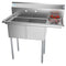 43 in. Two Compartment Stainless Steel Commercial Sink with Drainboard, Bowl Size 14"x 16"x 11