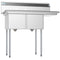 43 in. Two Compartment Stainless Steel Commercial Sink with Drainboard, Bowl Size 14"x 16"x 11