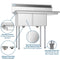 43 in. Two Compartment Stainless Steel Commercial Sink with Drainboard, Bowl Size 14"x 16"x 11