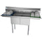 60 in. Two Compartment Stainless Steel Commercial Sink with 2 Drainboards, Bowl Size 15"x 15"x 12