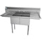 60 in. Two Compartment Stainless Steel Commercial Sink with 2 Drainboards, Bowl Size 15"x 15"x 12