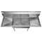 60 in. Two Compartment Stainless Steel Commercial Sink with 2 Drainboards, Bowl Size 15"x 15"x 12
