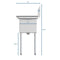 60 in. Two Compartment Stainless Steel Commercial Sink with 2 Drainboards, Bowl Size 15"x 15"x 12