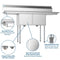 60 in. Two Compartment Stainless Steel Commercial Sink with 2 Drainboards, Bowl Size 15"x 15"x 12