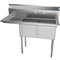 48 in. Two Compartment Stainless Steel Commercial Sink with 2 Drainboards, Bowl Size 15"x 15"x 12