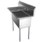 48 in. Two Compartment Stainless Steel Commercial Sink with 2 Drainboards, Bowl Size 15"x 15"x 12