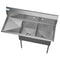 48 in. Two Compartment Stainless Steel Commercial Sink with 2 Drainboards, Bowl Size 15"x 15"x 12
