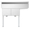 48 in. Two Compartment Stainless Steel Commercial Sink with 2 Drainboards, Bowl Size 15"x 15"x 12