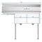 48 in. Two Compartment Stainless Steel Commercial Sink with 2 Drainboards, Bowl Size 15"x 15"x 12