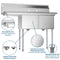 48 in. Two Compartment Stainless Steel Commercial Sink with 2 Drainboards, Bowl Size 15"x 15"x 12