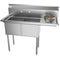 48 in. Two Compartment Stainless Steel Commercial Sink with Drainboard, Bowl Size 15"x 15"x 12
