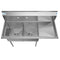 48 in. Two Compartment Stainless Steel Commercial Sink with Drainboard, Bowl Size 15"x 15"x 12