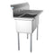 48 in. Two Compartment Stainless Steel Commercial Sink with Drainboard, Bowl Size 15"x 15"x 12