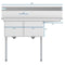 48 in. Two Compartment Stainless Steel Commercial Sink with Drainboard, Bowl Size 15"x 15"x 12