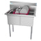 36 in. Two Compartment Stainless Steel Commercial Sink, Bowl Size 15"x 15"x 12