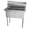 36 in. Two Compartment Stainless Steel Commercial Sink, Bowl Size 15"x 15"x 12