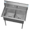 36 in. Two Compartment Stainless Steel Commercial Sink, Bowl Size 15"x 15"x 12