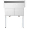 36 in. Two Compartment Stainless Steel Commercial Sink, Bowl Size 15"x 15"x 12