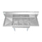 54 in. Three Compartment Stainless Steel Commercial Sink with Faucet and Drainboards, Bowl Size 10"x 10"x 14