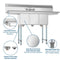 54 in. Three Compartment Stainless Steel Commercial Sink with Faucet and Drainboards, Bowl Size 10"x 10"x 14