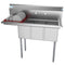 45 in. Three Compartment Stainless Steel Commercial Sink with Drainboard, Bowl Size 10"x 14"x 10