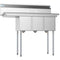 45 in. Three Compartment Stainless Steel Commercial Sink with Drainboard, Bowl Size 10"x 14"x 10
