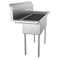 45 in. Three Compartment Stainless Steel Commercial Sink with Drainboard, Bowl Size 10"x 14"x 10