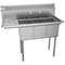 45 in. Three Compartment Stainless Steel Commercial Sink with Drainboard, Bowl Size 10"x 14"x 10
