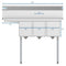 45 in. Three Compartment Stainless Steel Commercial Sink with Drainboard, Bowl Size 10"x 14"x 10