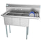 45 in. Three Compartment Stainless Steel Commercial Sink with Drainboard, Bowl Size 10"x 14"x 10
