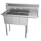 45 in. Three Compartment Stainless Steel Commercial Sink with Drainboard, Bowl Size 10"x 14"x 10