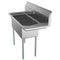 45 in. Three Compartment Stainless Steel Commercial Sink with Drainboard, Bowl Size 10"x 14"x 10