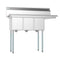 45 in. Three Compartment Stainless Steel Commercial Sink with Drainboard, Bowl Size 10"x 14"x 10