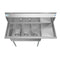 45 in. Three Compartment Stainless Steel Commercial Sink with Drainboard, Bowl Size 10"x 14"x 10
