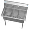 36 in. Three Compartment Stainless Steel Commercial Sink, Bowl Size 10" x 14" x 10"