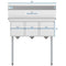 36 in. Three Compartment Stainless Steel Commercial Sink, Bowl Size 10" x 14" x 10