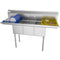 60 in. Three Compartment Stainless Steel Commercial Sink With Drainboards, Bowl Size 12"x 16"x 10