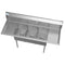 60 in. Three Compartment Stainless Steel Commercial Sink With Drainboards, Bowl Size 12"x 16"x 10
