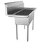 51 in. Three Compartment Stainless Steel Commercial Sink with Drainboard, Bowl Size 12"x 16"x 10