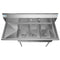 51 in. Three Compartment Stainless Steel Commercial Sink with Drainboard, Bowl Size 12"x 16"x 10