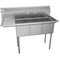 51 in. Three Compartment Stainless Steel Commercial Sink with Drainboard, Bowl Size 12"x 16"x 10