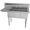 51 in. Three Compartment Stainless Steel Commercial Sink with Drainboard, Bowl Size 12"x 16"x 10